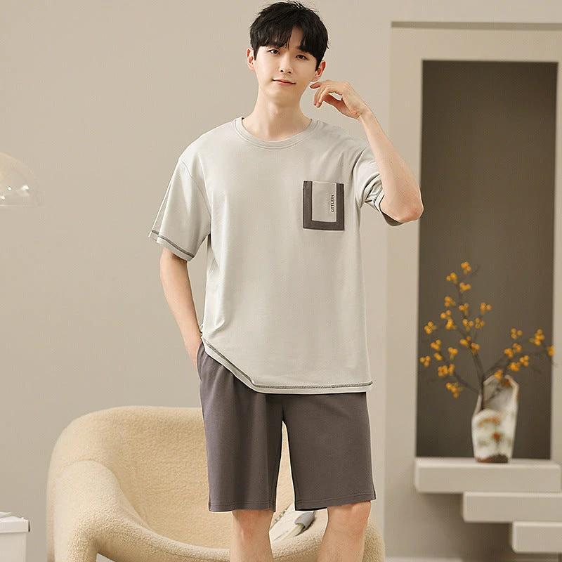 Men's Soft Short Sleeve Shorts Pajama Set by GJG Denim