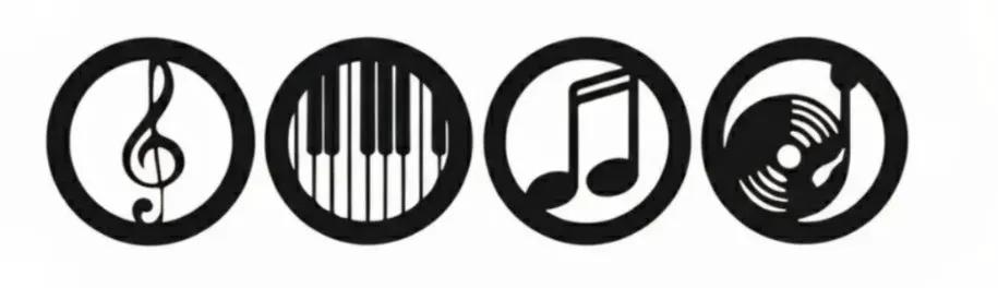 Black Music Notes Wooden Wall Decor by GJG Denim