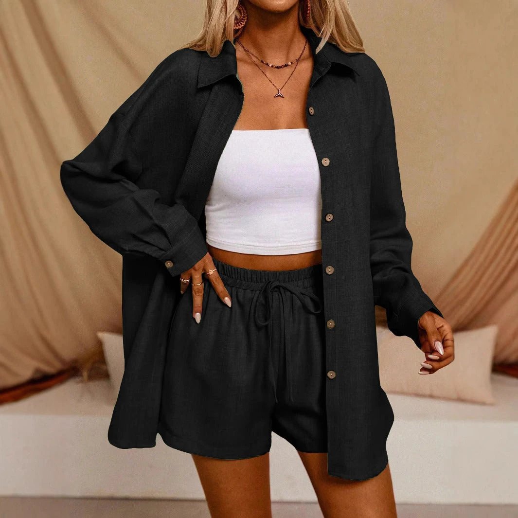 Tatting Cardigan With Shorts Fashion Casual Women's Suit by GJG Denim