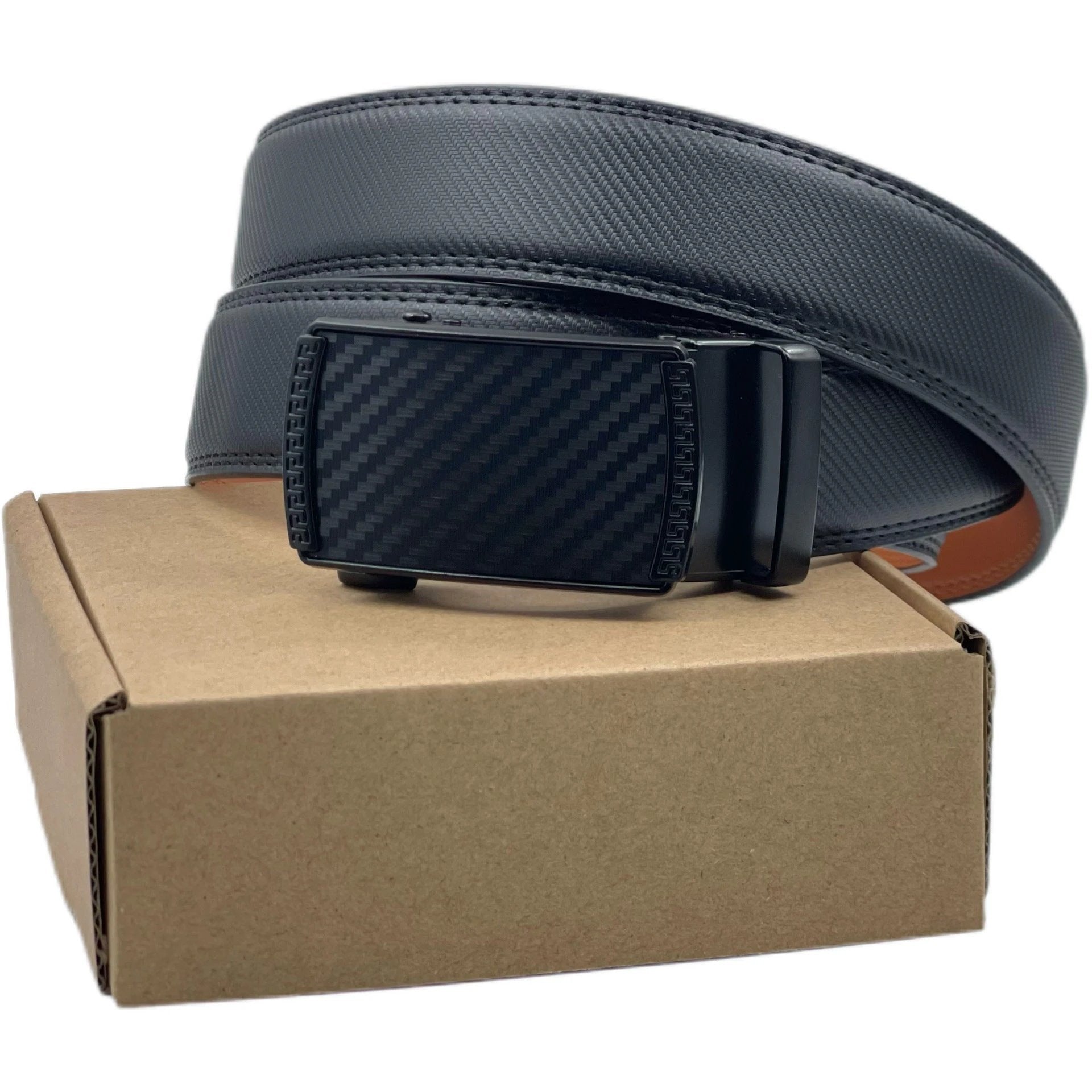Men's Automatic-buckle Leather Belt With A Matte Finish by GJG Denim