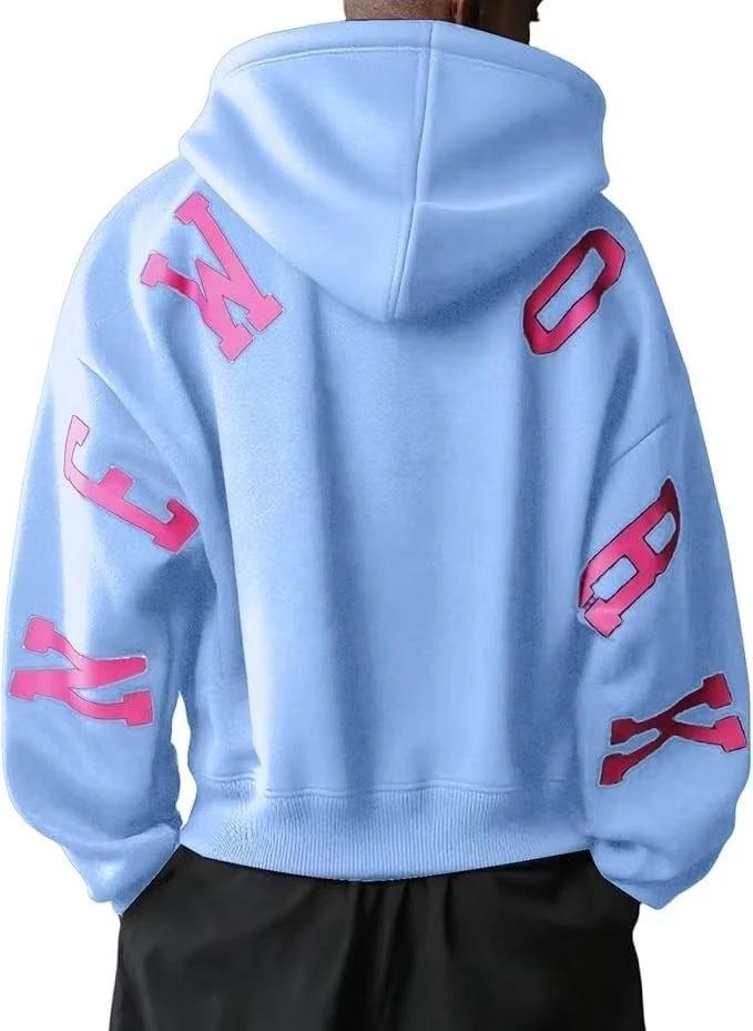 Fashion Printed Thickening All-match Long Sleeve Loose Hooded Sweater For Women by GJG Denim