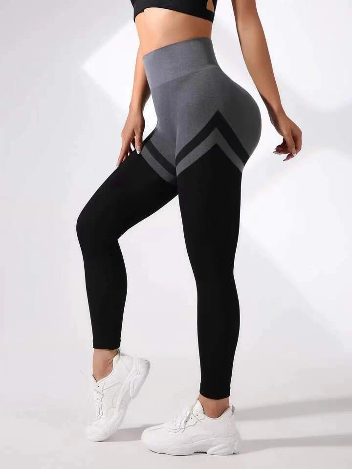 Women's High Waist Tight Color Matching Yoga Pants by GJG Denim