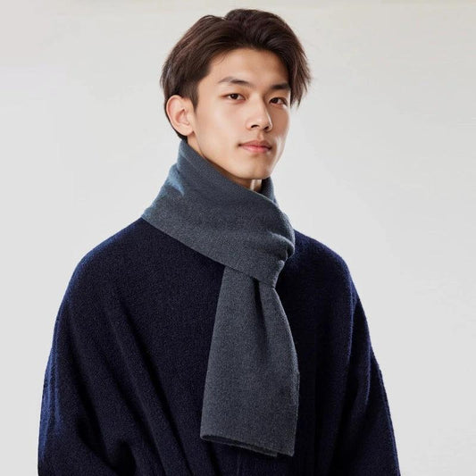 Solid-color Versatile Knitted Wool Scarf For Men by GJG Denim