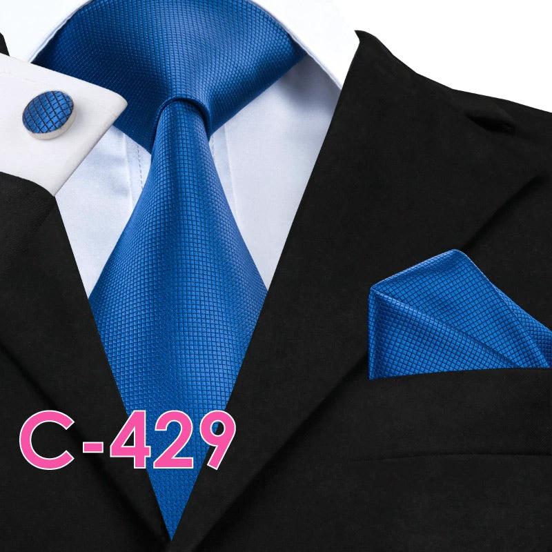 Solid Color Ribbed Collar Tie Set for Men by GJG Denim