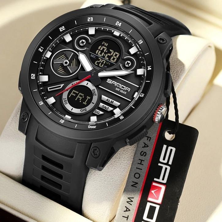 Sports Trend Multifunctional Waterproof Alarm Clock Reminder Electronic Watch For Men by GJG Denim