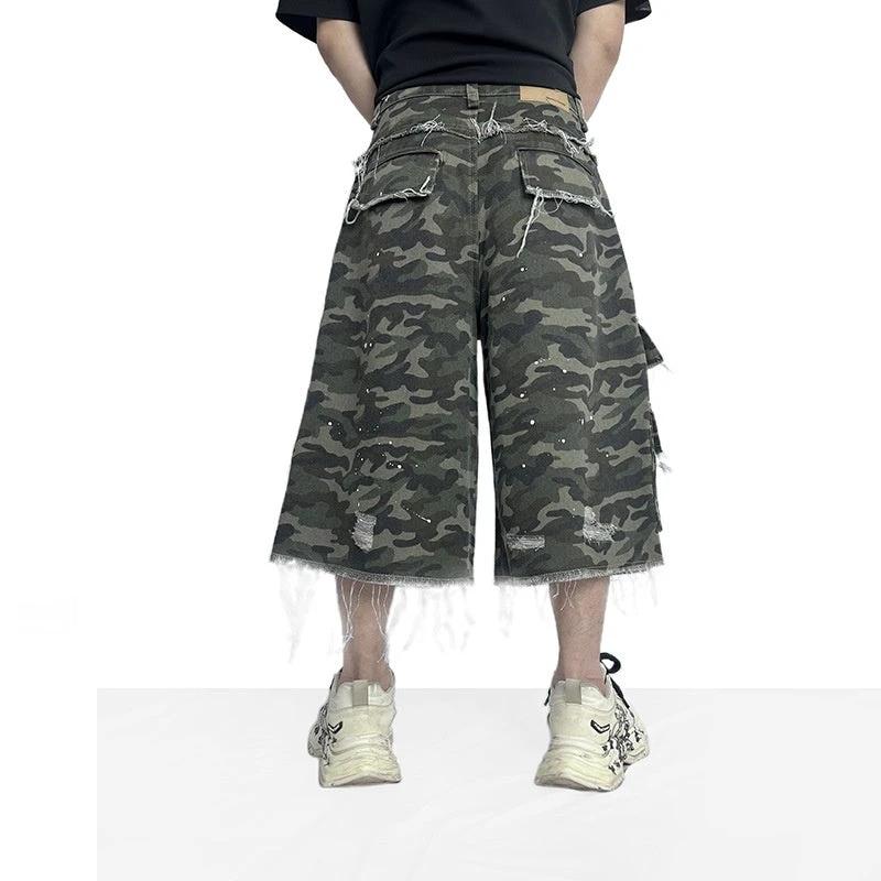 Camouflage Casual Wide Leg Shorts For Men by GJG Denim