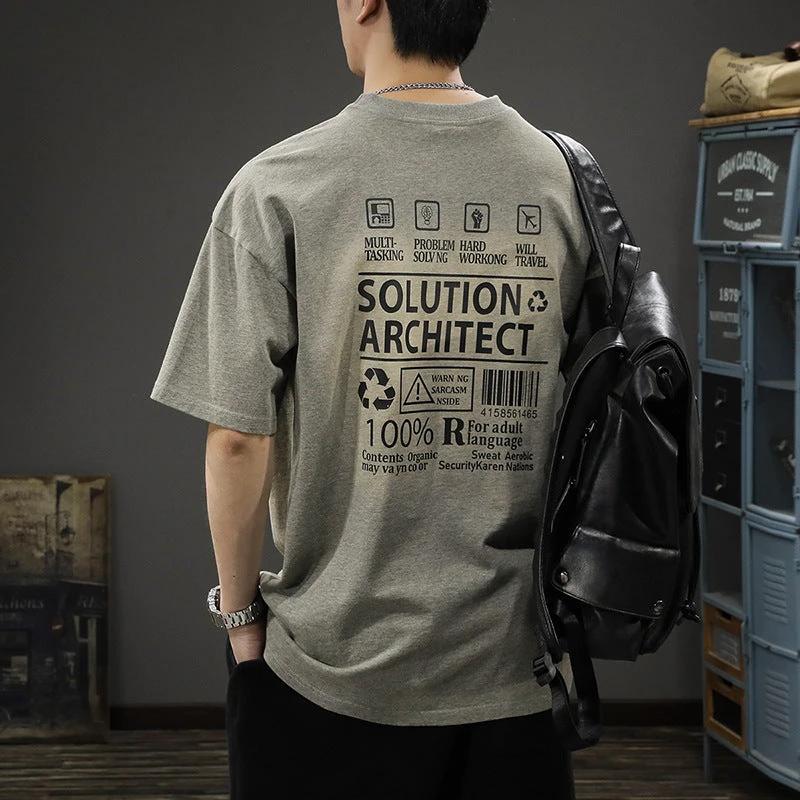 Retro Washed-print Short-sleeve T-shirt For Men by GJG Denim