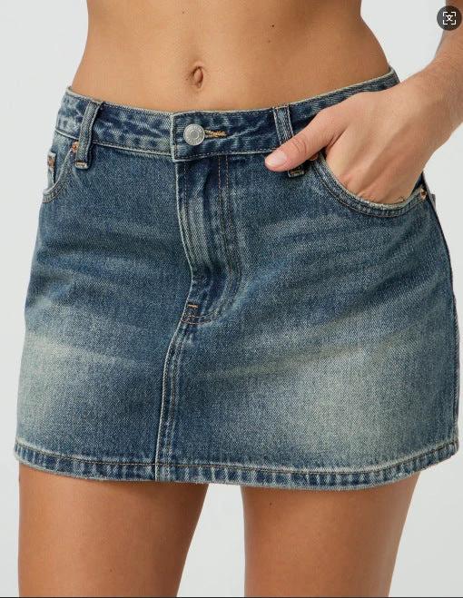 Casual Stretch Washed Denim Short Skirt For Women by GJG Denim