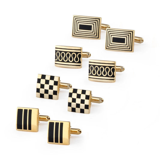 Enamel Gold Plated Copper Cufflinks For Men by GJG Denim