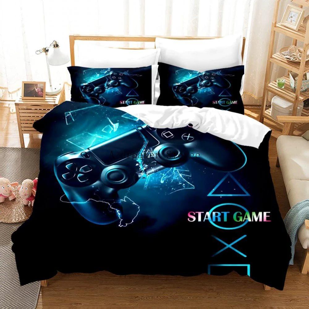 Game Controller Pattern Printed Bedding Duvet Cover Three-Piece Set by GJG Denim