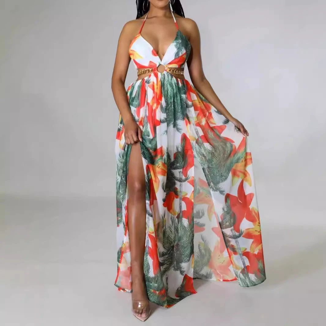 Tropical Floral Printed Dress Sling Style by GJG Denim