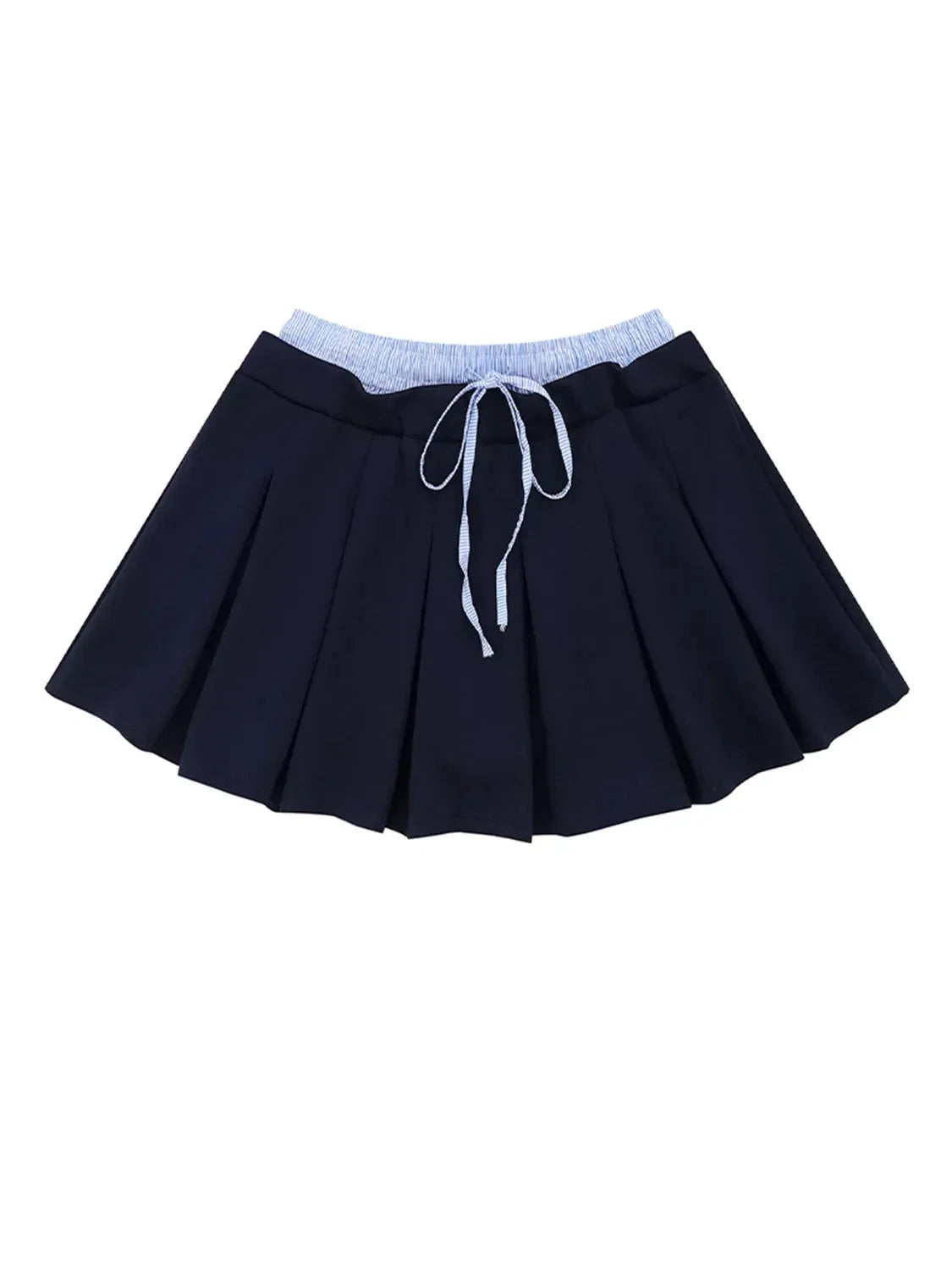Drawstring Pleated Mini Skirt by Lady Ros