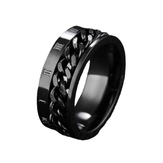 Fashionable Roman Numeral Chain Ring With Convertible Design For Men by GJG Denim