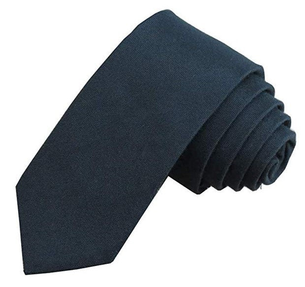 6cm Solid Color Cotton And Linen Men's Casual Narrow Tie by GJG Denim