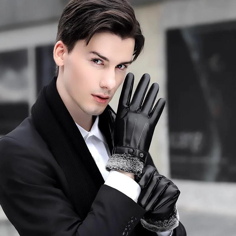 Men's Fleece-lined Thick Windproof Gloves by GJG Denim