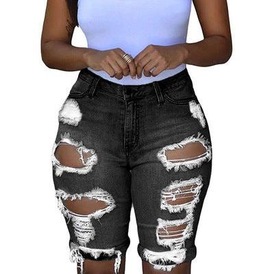 Fashion High Waist Ripped Denim Shorts For Women by GJG Denim