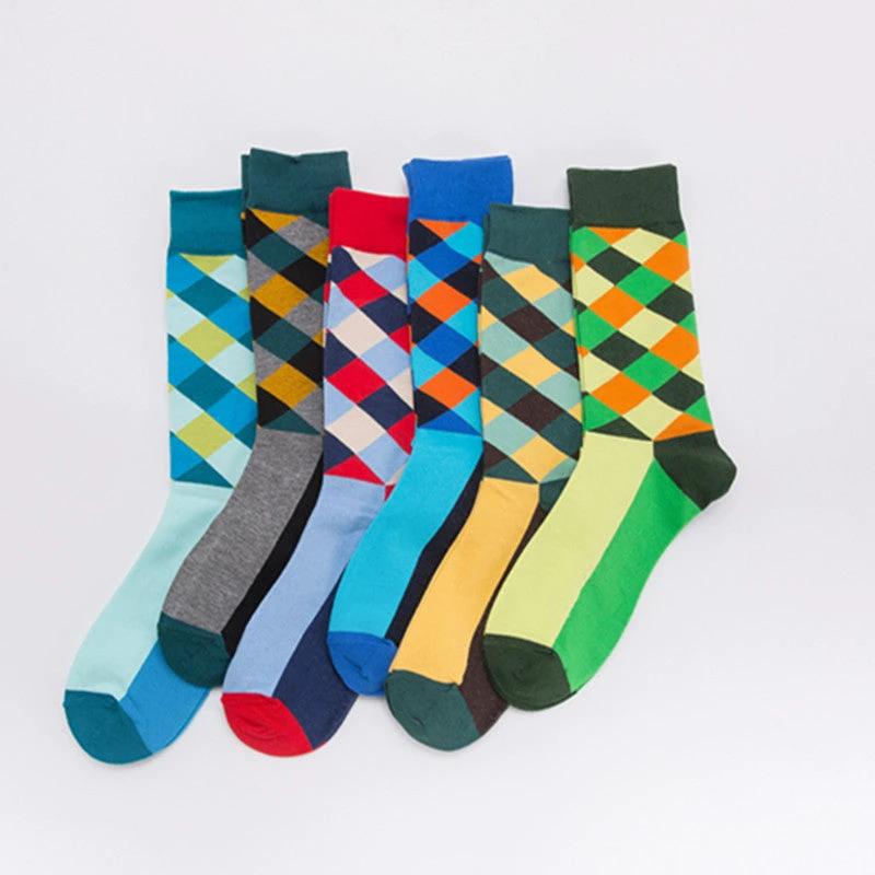 Men's Color Diamond Lattice Socks by GJG Denim