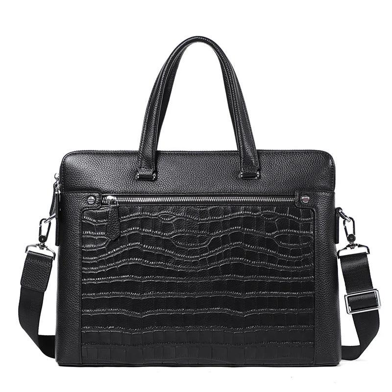Double Zipper Compartment Briefcase For Men by GJG Denim