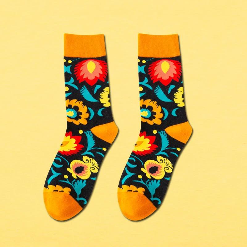 Men's Mid-calf Length Casual Cartoon Foot Socks by GJG Denim