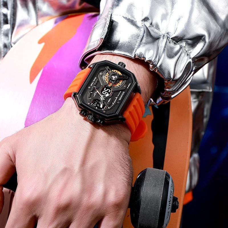 Men's Electronic Multi-functional Sports Luminous Waterproof Watch by GJG Denim