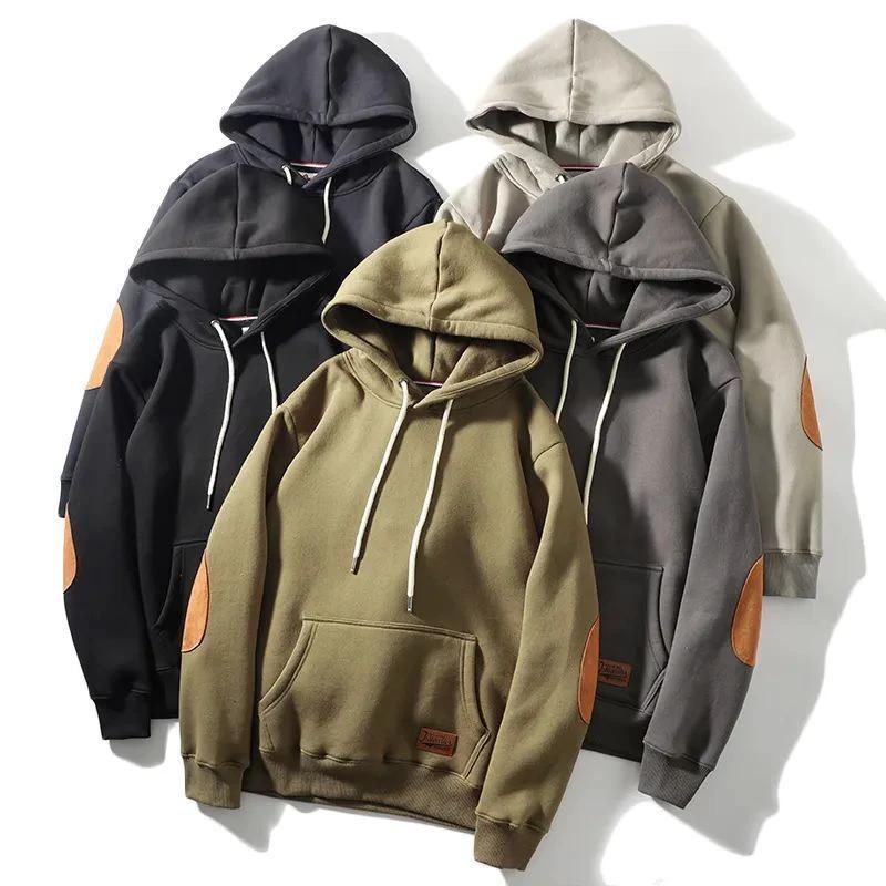 Men's Thick Warm Affixed Cloth Embroidered Hoodies by GJG Denim
