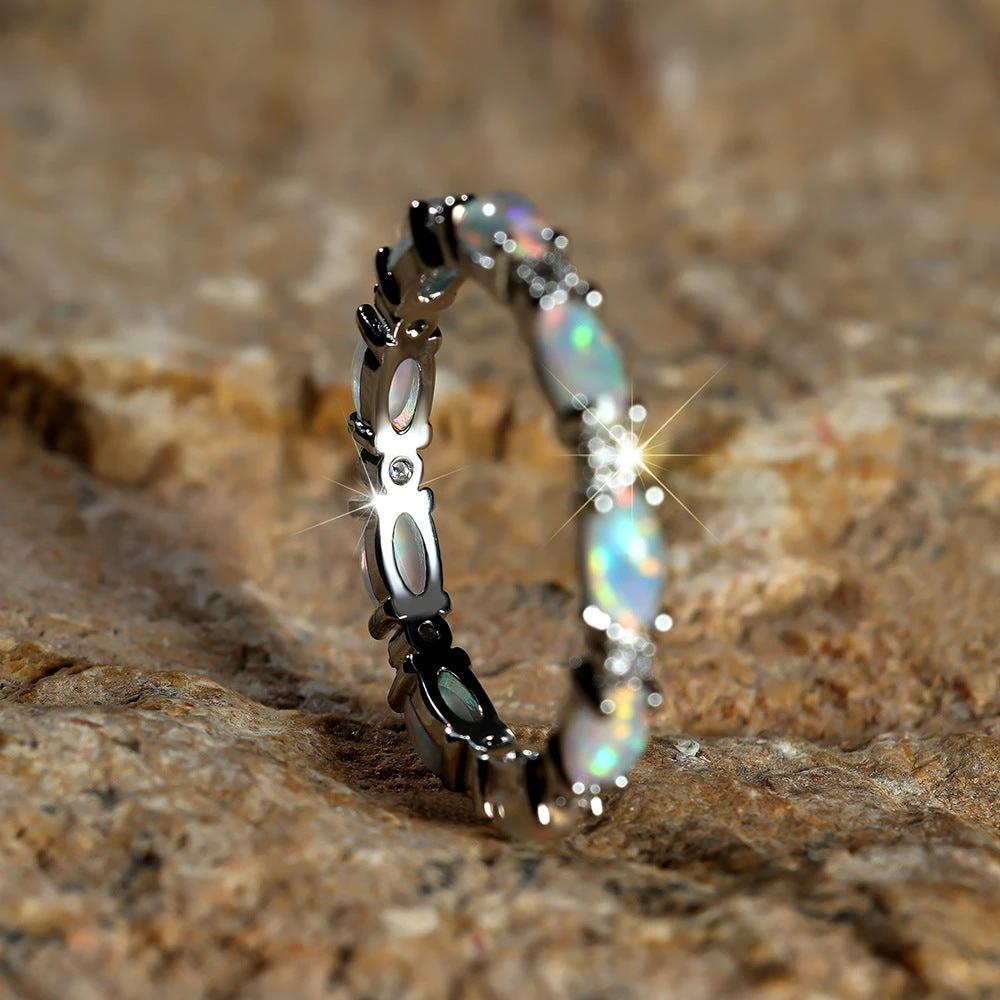 Platinum Heart-shaped Full Of Diamond Opal Ring by GJG Denim