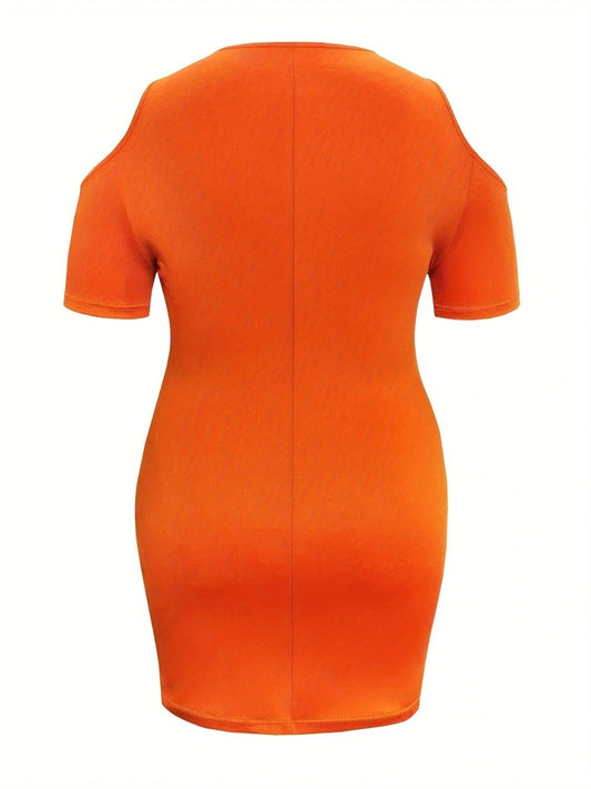 Plus Size Cold Shoulder Short Sleeve Mini Dress by Lady Ros