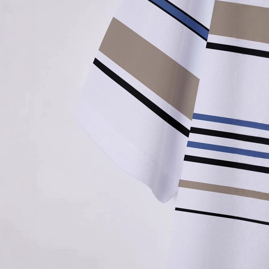 Men's Striped Short Sleeve Summer Business Casual Loose T-shirt by GJG Denim