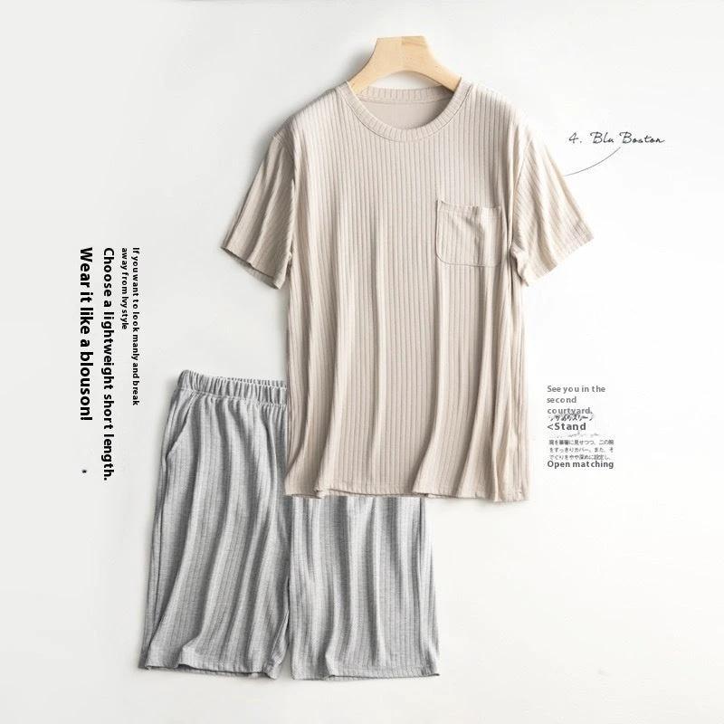 Men's Half Sleeve Shirt And Shorts Pajamas by GJG Denim