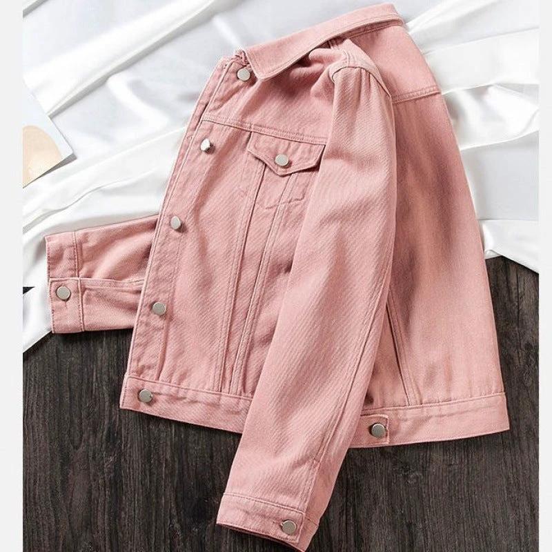 Women's Short Spring And Autumn New Korean Style Loose Versatile Casual Jacket Petite Top by GJG Denim