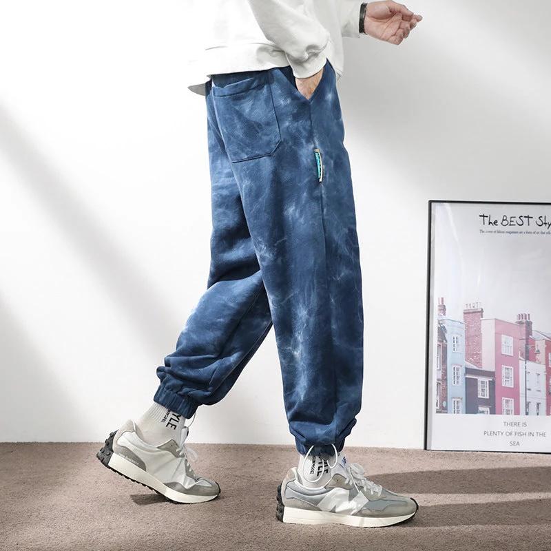 Men's Elastic Waist Drawstring Ankle-tied Sweatpants by GJG Denim