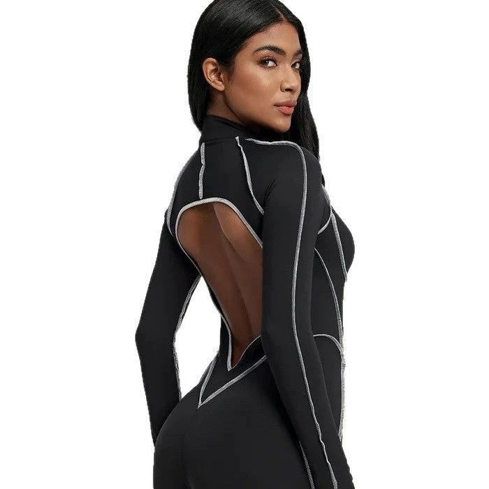 Sports Fitness Split Design One-piece Yoga Clothes With Chest Pad Breathable by GJG Denim