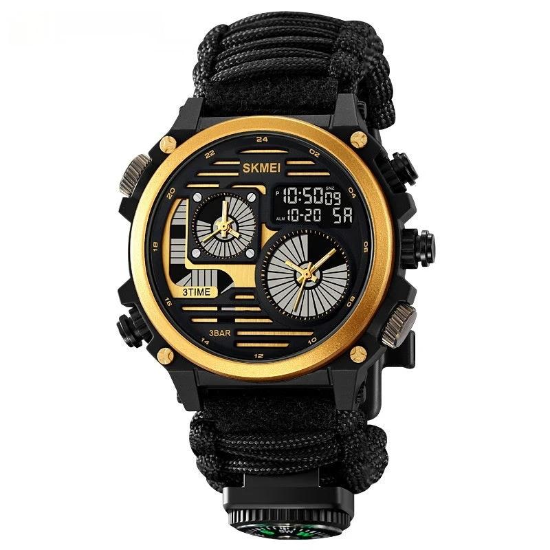 Men's Outdoor Exploration Multi-Function Waterproof Silicone Paracord Watch by GJG Denim