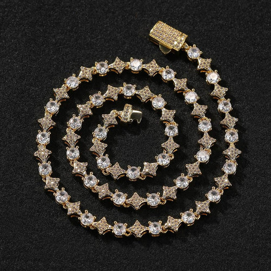 Star Zircon Tennis Chain Necklace For Men by GJG Denim