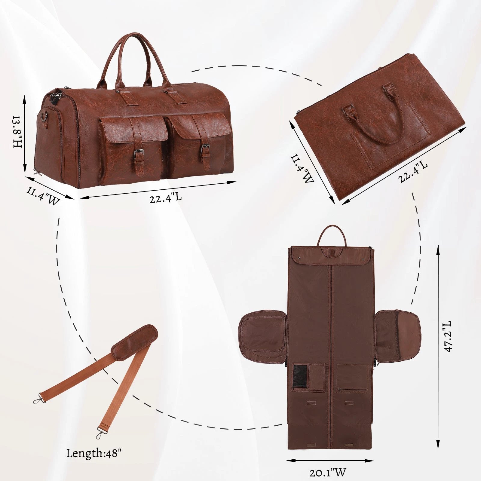 Men's Large Capacity Leather Suit Storage Bag by GJG Denim