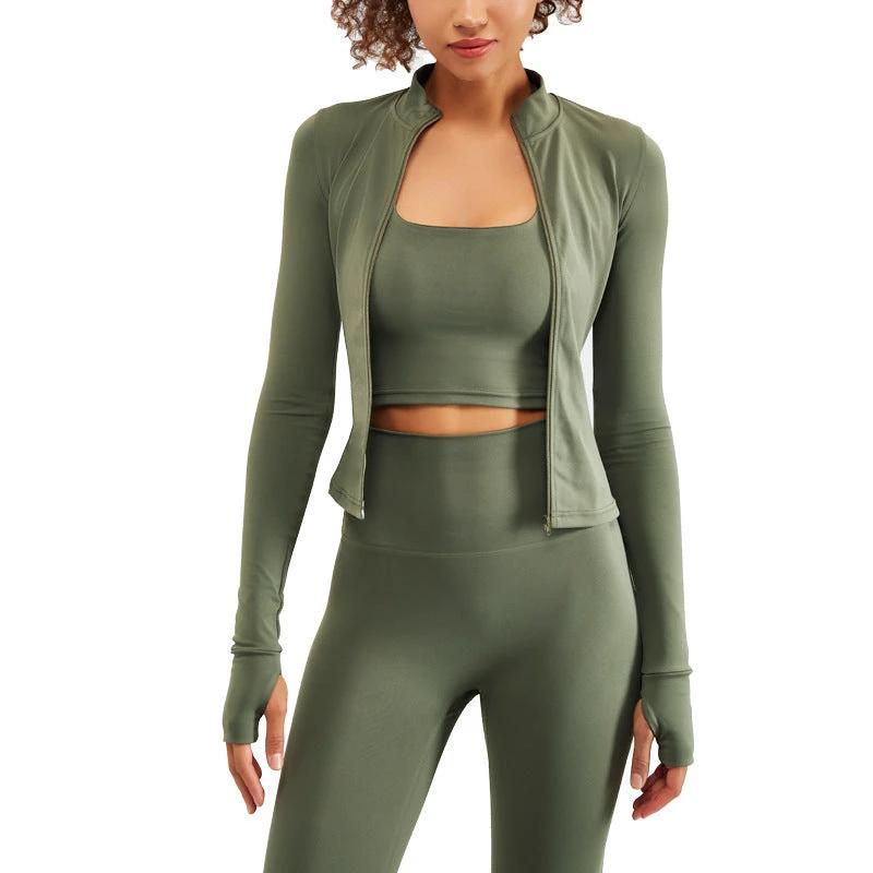 Nude Feel Yoga Long-sleeve Zipper Workout Clothes Suit by GJG Denim