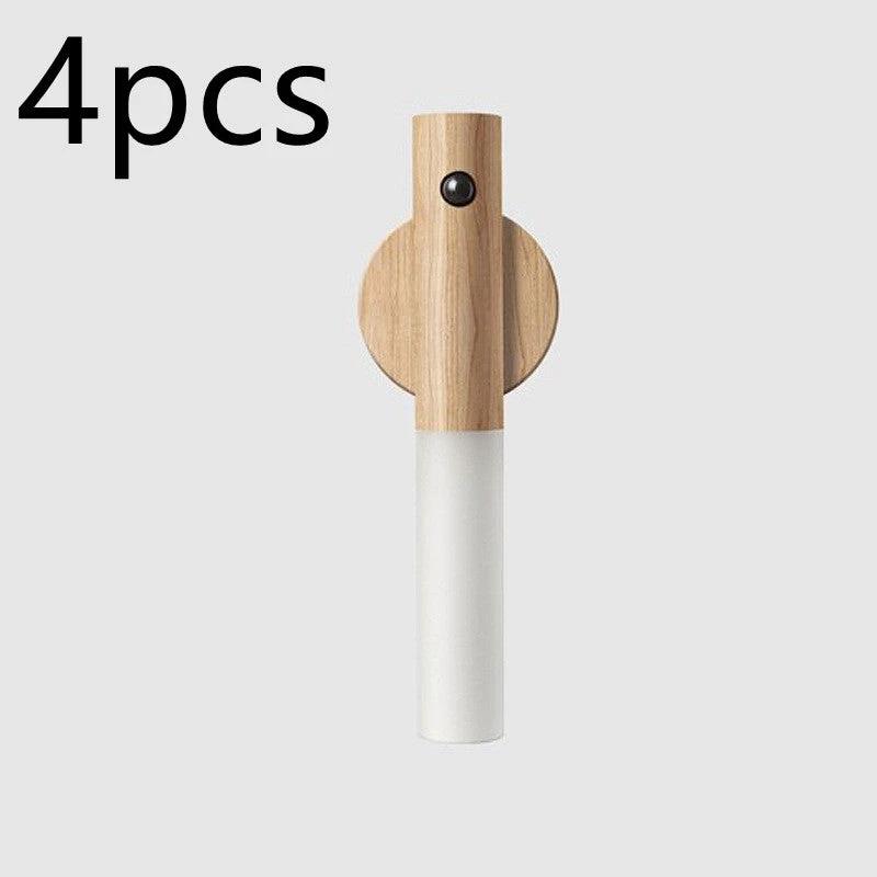 Auto LED USB Magnetic Wood Wireless Night Light Corridors Porch Lights PIR Motion Sensor Wall Light Cabinet Lamp by GJG Denim