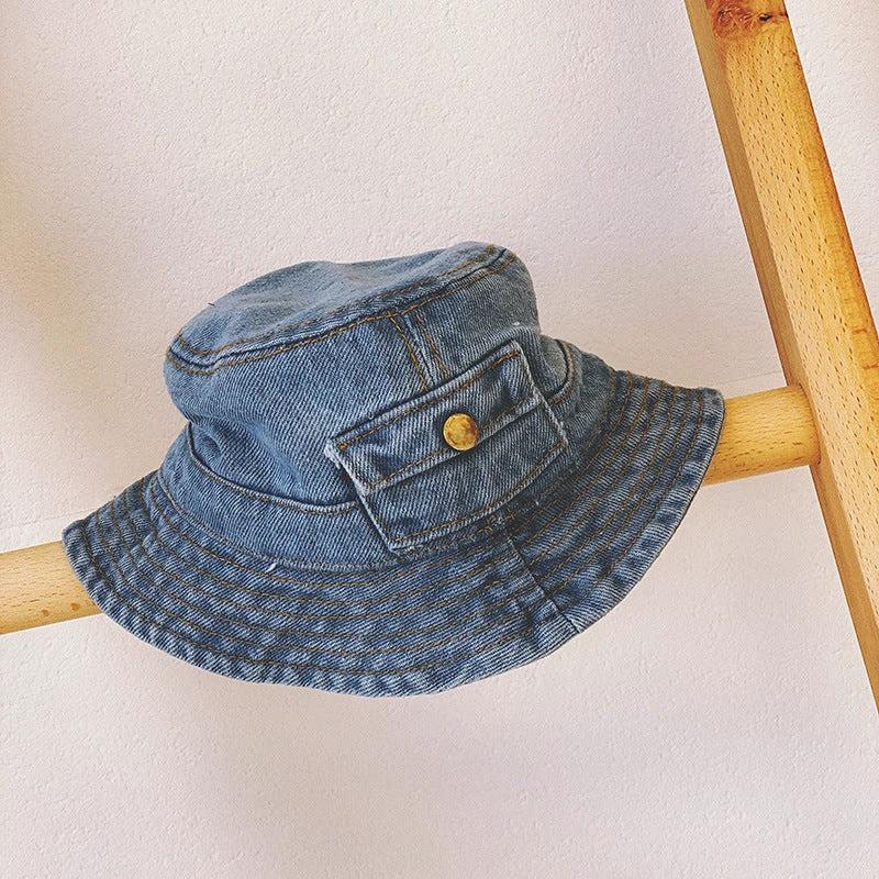 Children's Spring And Autumn Pocket Design Denim Pot Hat by GJG Denim