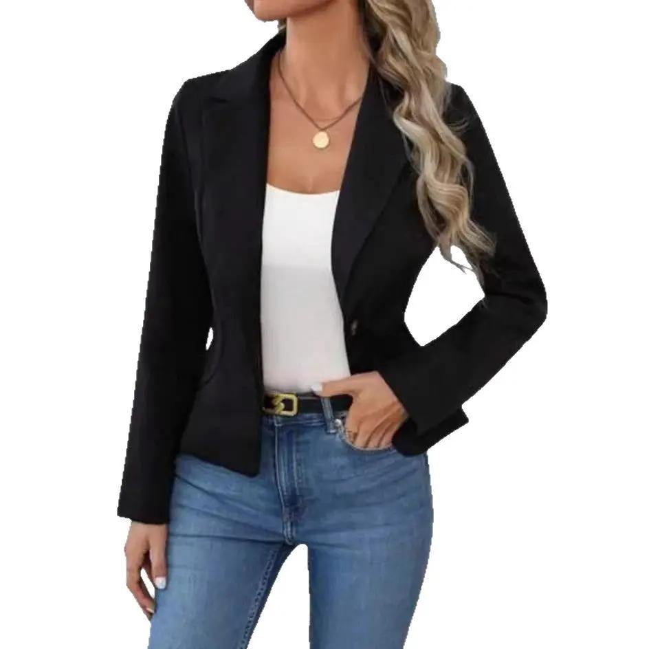 High-end Solid-color Womens Blazer by GJG Denim