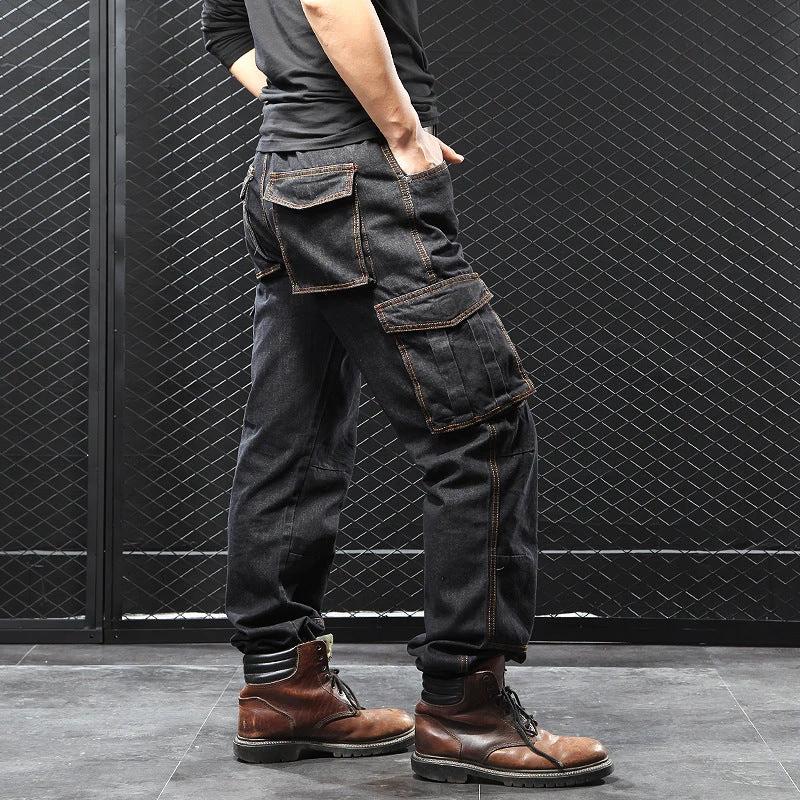 Men's Straight Loose Fit Cargo Jeans by GJG Denim