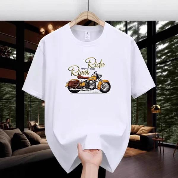 Men's Motorcycle Pattern Printed T-shirt by GJG Denim