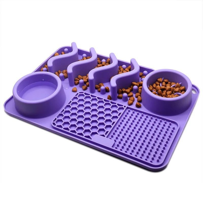Dog Silicone Licking Pad Pet Licking Mat Silicone Smelling Mat Multifunctional Food Bowl Pets Supplies by GJG Denim