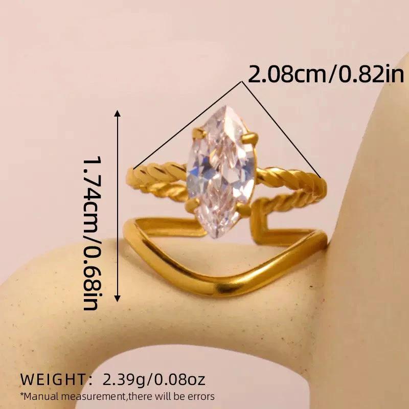 Retro Titanium Steel Ring Niche High-End Square Zircon Stainless Steel Jewelry Cross-Border Hot-Selling by GJG Denim
