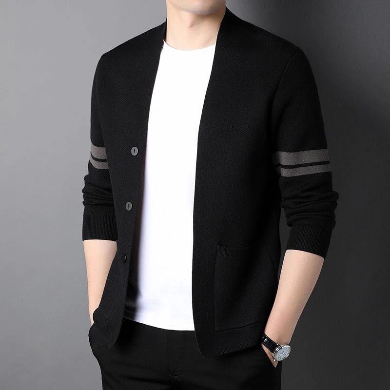 Men's Versatile Solid-color Knit Sweater by GJG Denim