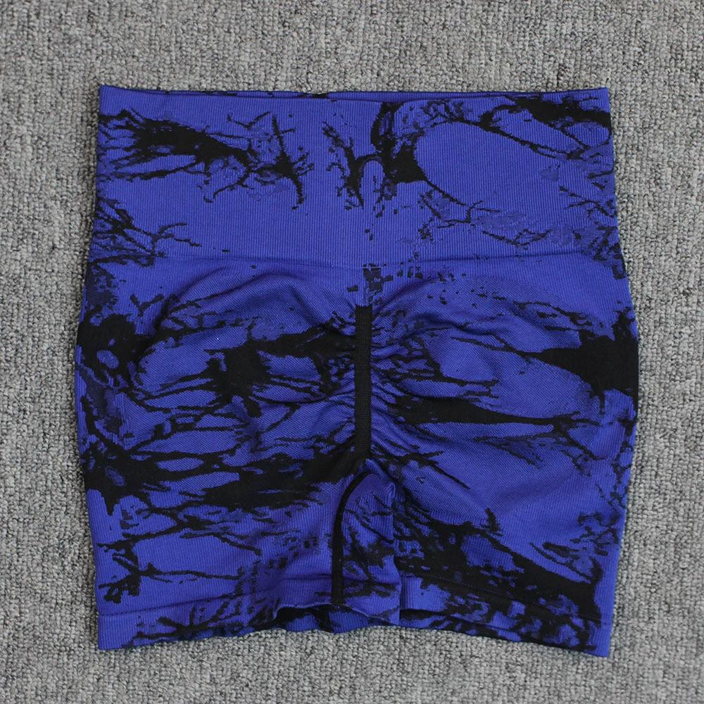 Tie-dye Printed Yoga Pants Summer Quick-drying Fitness Shorts Sexy High-waisted Hip-lifting Leggings Women Pants by GJG Denim
