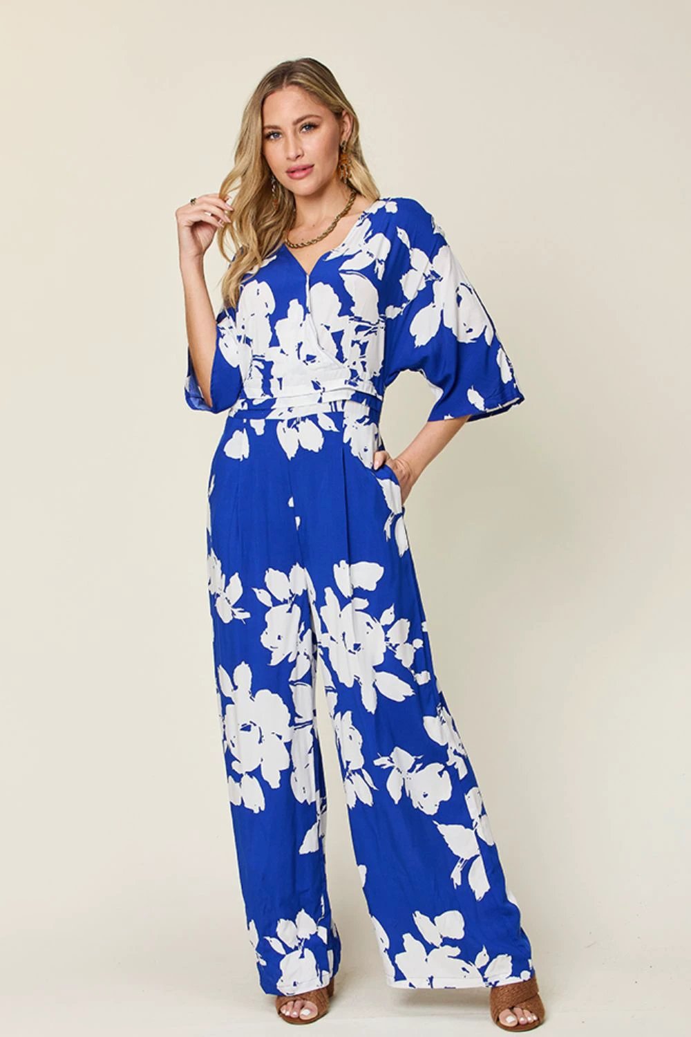 Printed Tie-Back Wide-Leg Jumpsuit by Lady Ros
