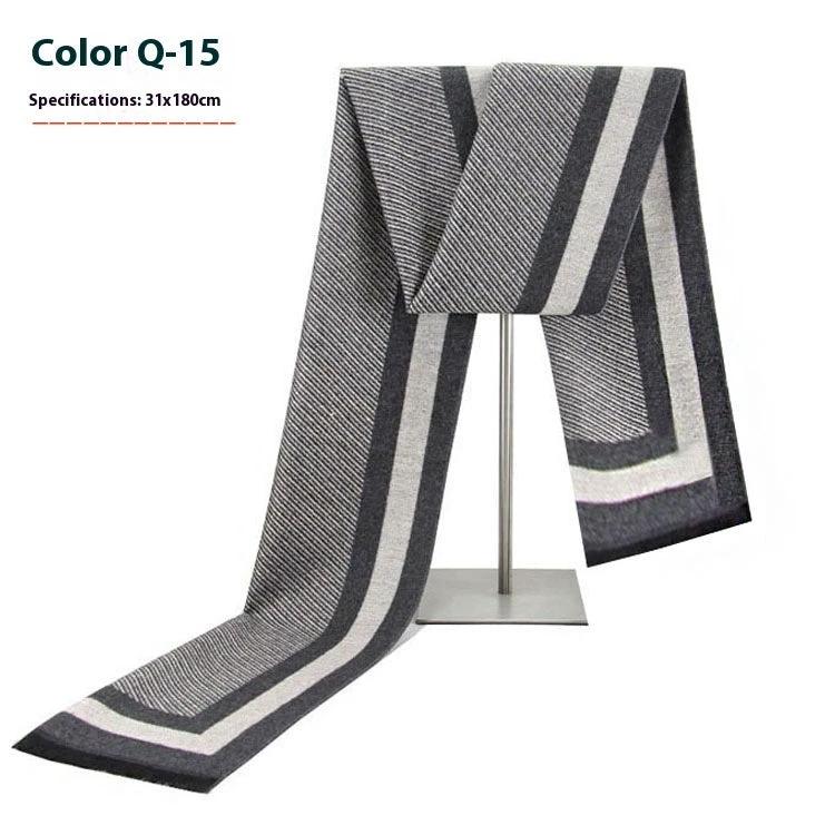Men's Warm Cashmere-like Striped Scarf by GJG Denim