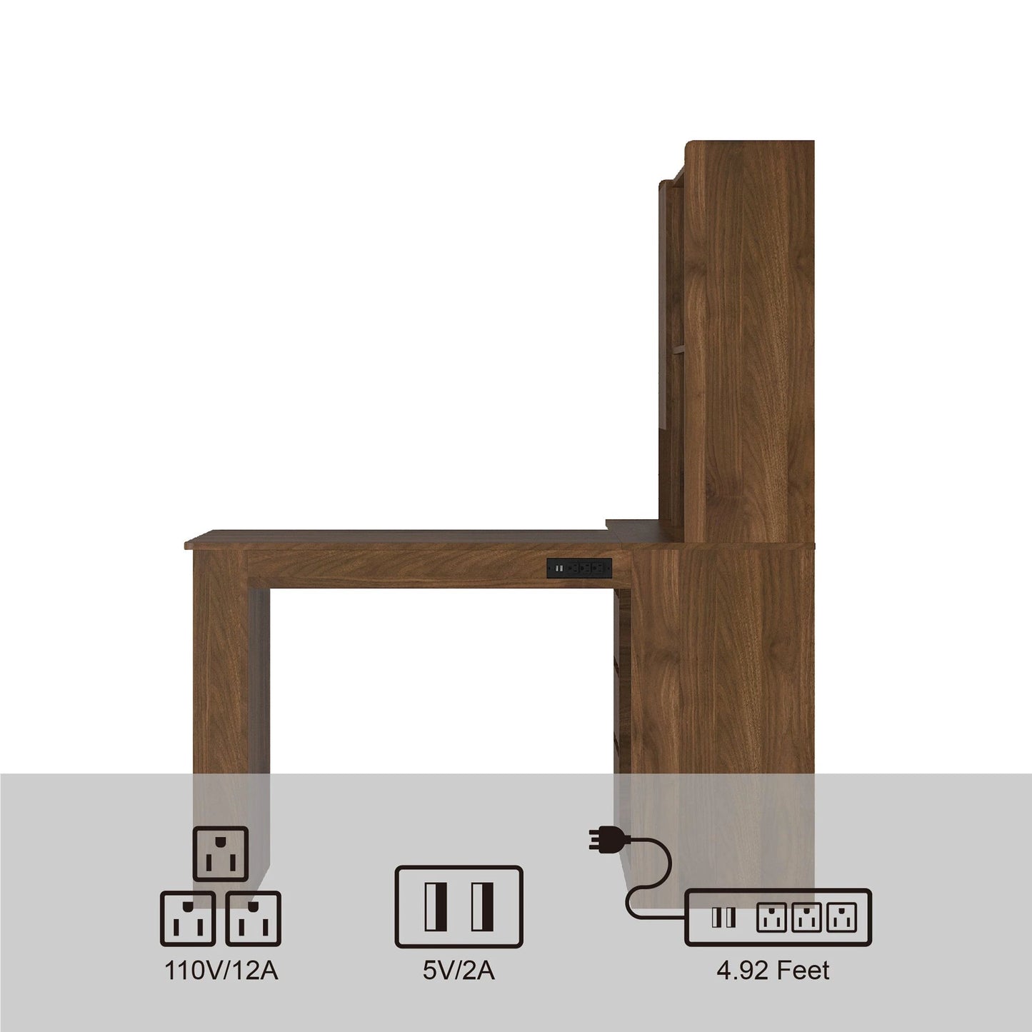 L Shaped Desk, Computer Desk With Drawers, Bookshelf,with LED Light, Modern Corner Desk by GJG Denim