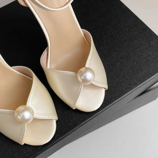 Satin Stiletto Heels Womens Sandals Wedding Shoes Party Shoes by GJG Denim