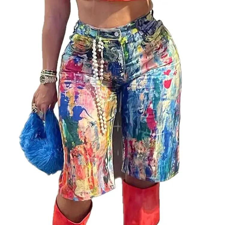 Fashionable Casual Straight-leg Pants Painted Shorts by GJG Denim